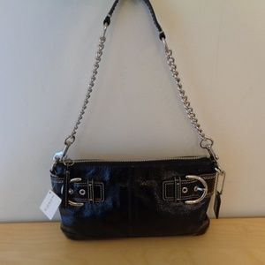Coach Soho Chain Strap Handbag Black Patent Leather Buckle Clutch Bag NEW